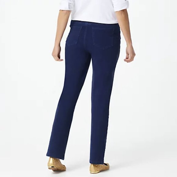 Denim & Co Comfy Knit Slim Leg Jeans with Buttons - Picture 2 of 2